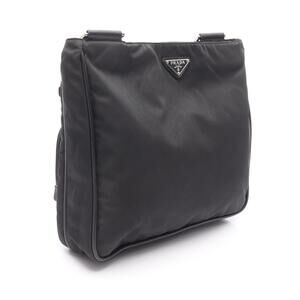 Prada Nylon Saffiano Re Black Shoulder Bag Leather